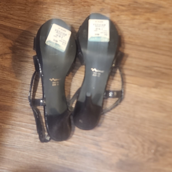 Nina Nadette Black Leather Croc Pattern Strappy Heel Sandals 7 New - Picture 14 of 14